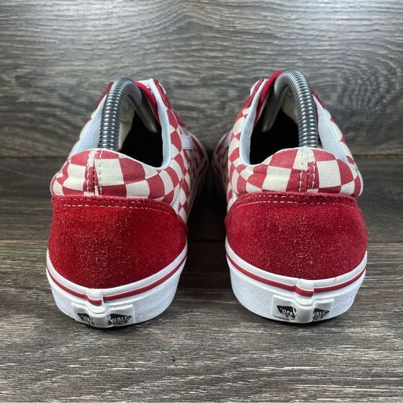 Vans Men's Size 9 Old Skool Red Primary Check Suede Canvas Sneakers Skate Shoes - Picture 4 of 8